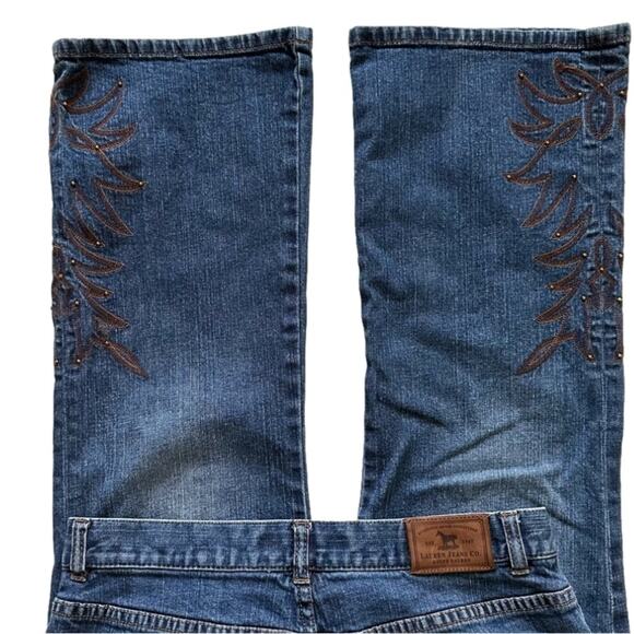 Vintage Lauren Jeans Co. Jeans High Rise Embroidered Accent Boot Cut Denim 10P - Picture 12 of 14